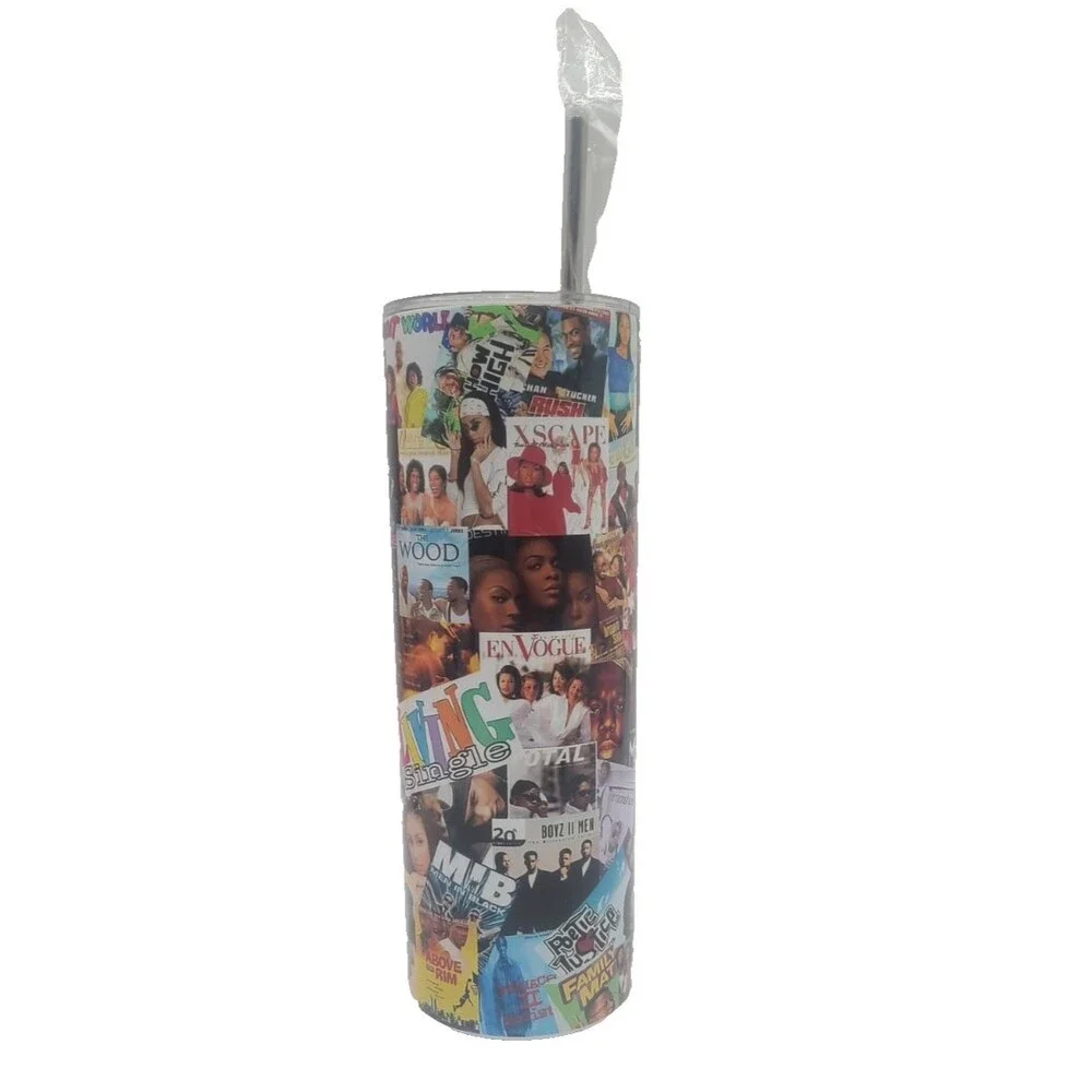 Black Cinema & Music Collage 20oz Stainless Steel Tumbler Mug